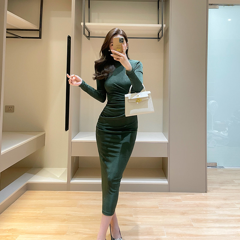 女人味高领修身显瘦内搭长裙