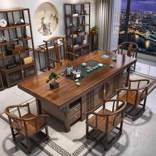 中古风新中式茶台茶桌椅组合