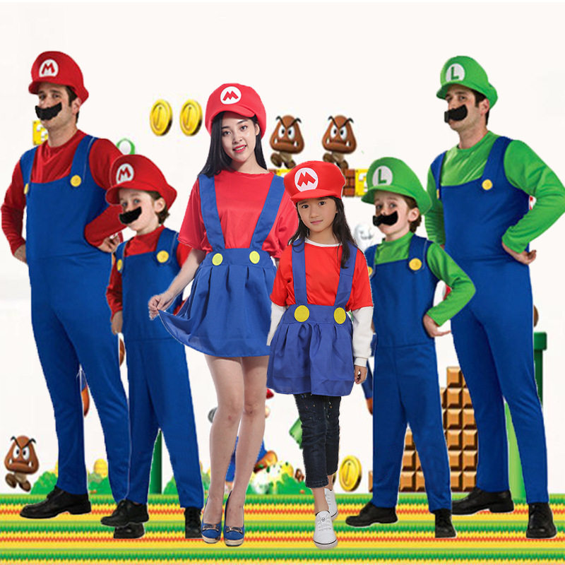 超级玛丽服装万圣节cosplay马里奥套装主题表演舞会表演服装