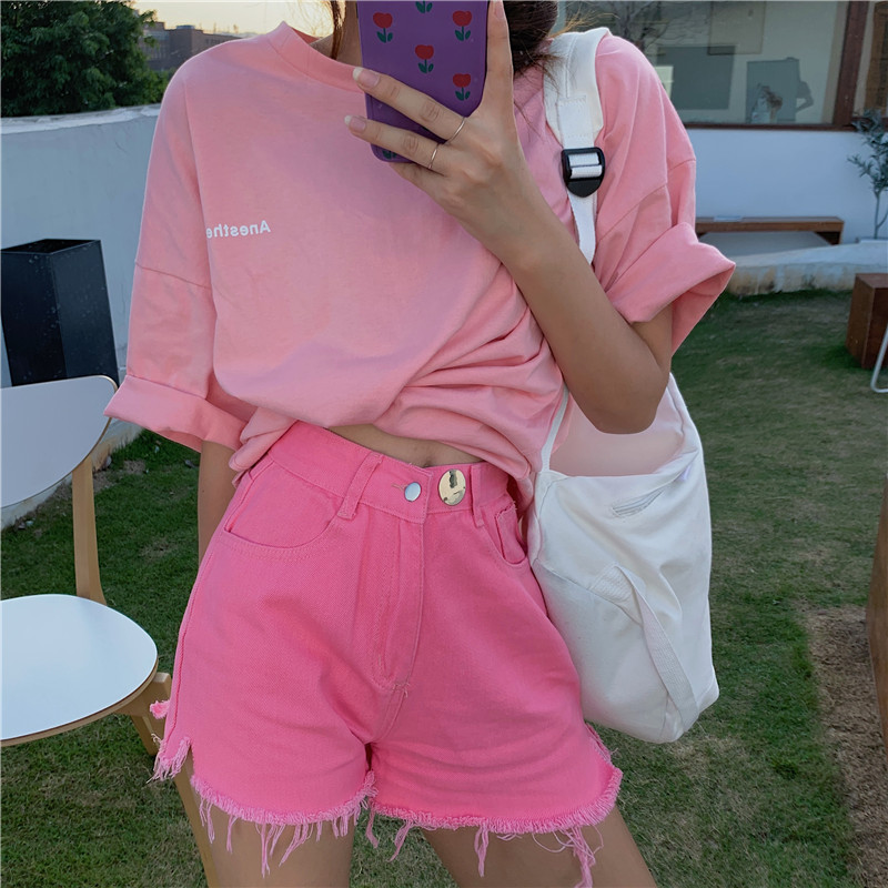 Real photo real price ~ 2020 candy color jeans shorts will be used in all kinds of hot pants in summer