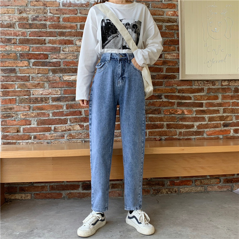 Real price ~ 2021 spring Xinji small pocket loose high waist SLIM STRAIGHT Pants Capris