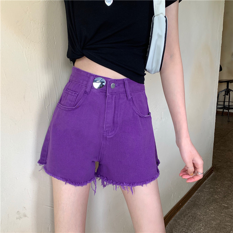 Real photo real price ~ 2020 net red same loose high waist show thin burr denim shorts A-line wide leg pants