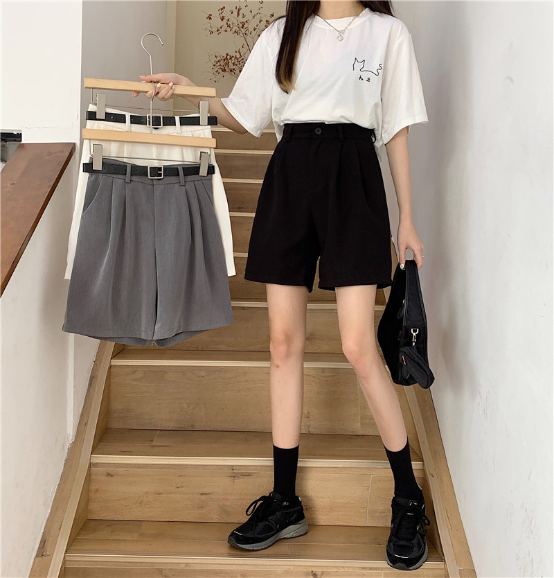 Real shot real price ~ Korean version high waist feeling thin and versatile casual loose wide leg shorts