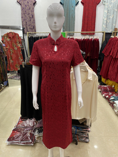 年轻喜婆婆婚宴装夏季短袖旗袍高贵连衣裙中年岳母妈妈婚礼礼服