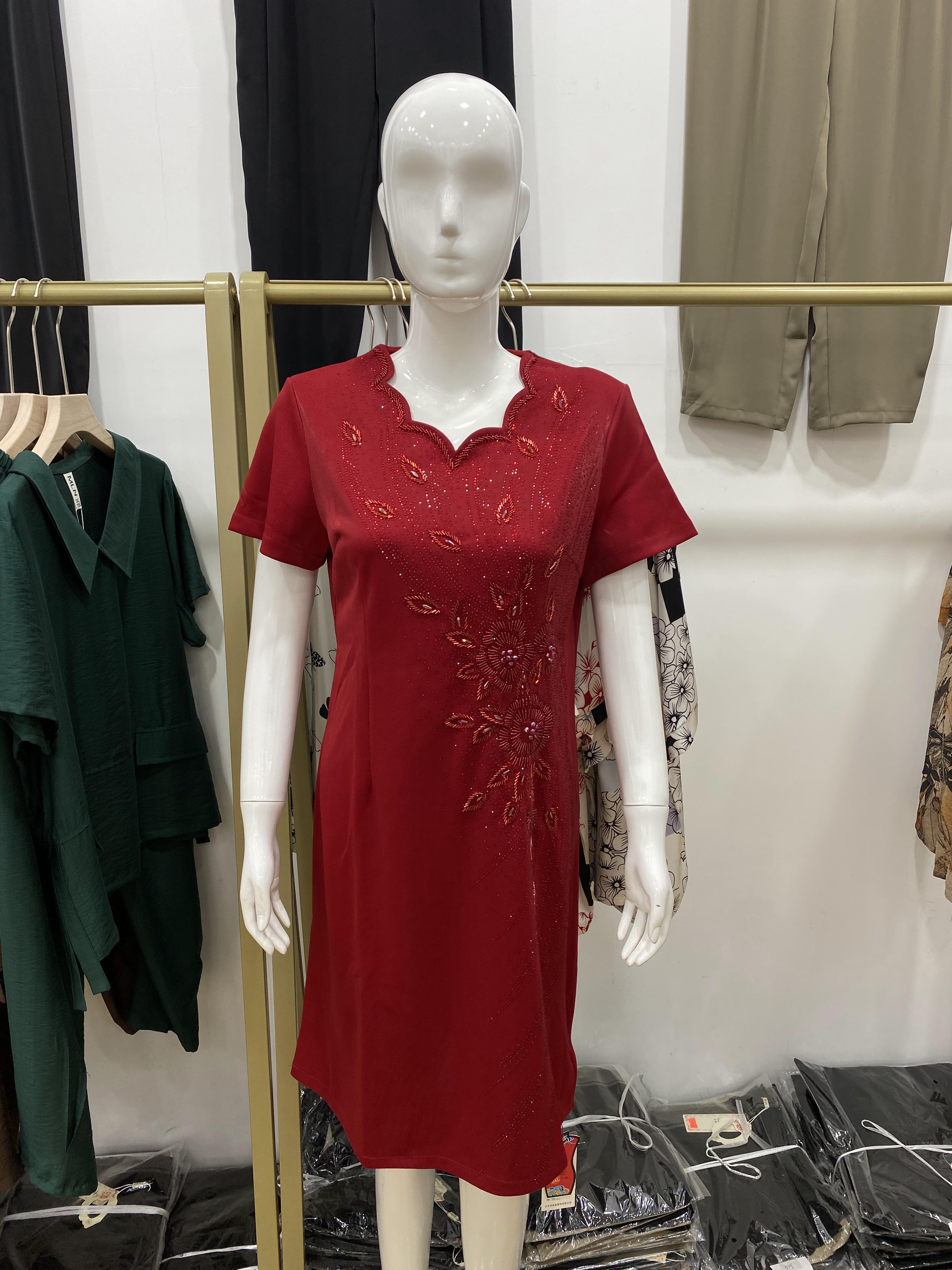 夏季高端婆婆婚宴装短袖珠光