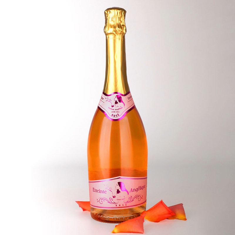 天使之吻桃红起泡酒葡萄酒 微甜半干型 法国原瓶进口单支