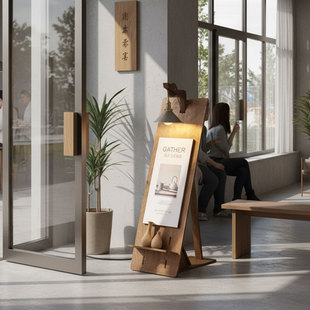 门口广告牌展示牌发光海报展架立式落地酒馆吸引人的宣传定制展板