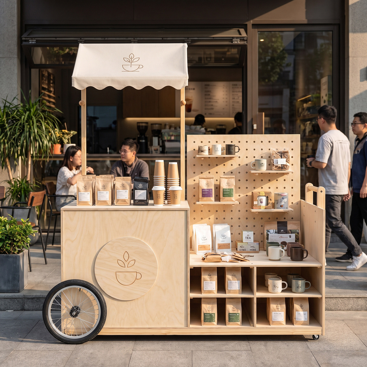桦木陈列展示架复古风景区展示台摊位架非遗文化多功能产品展示柜