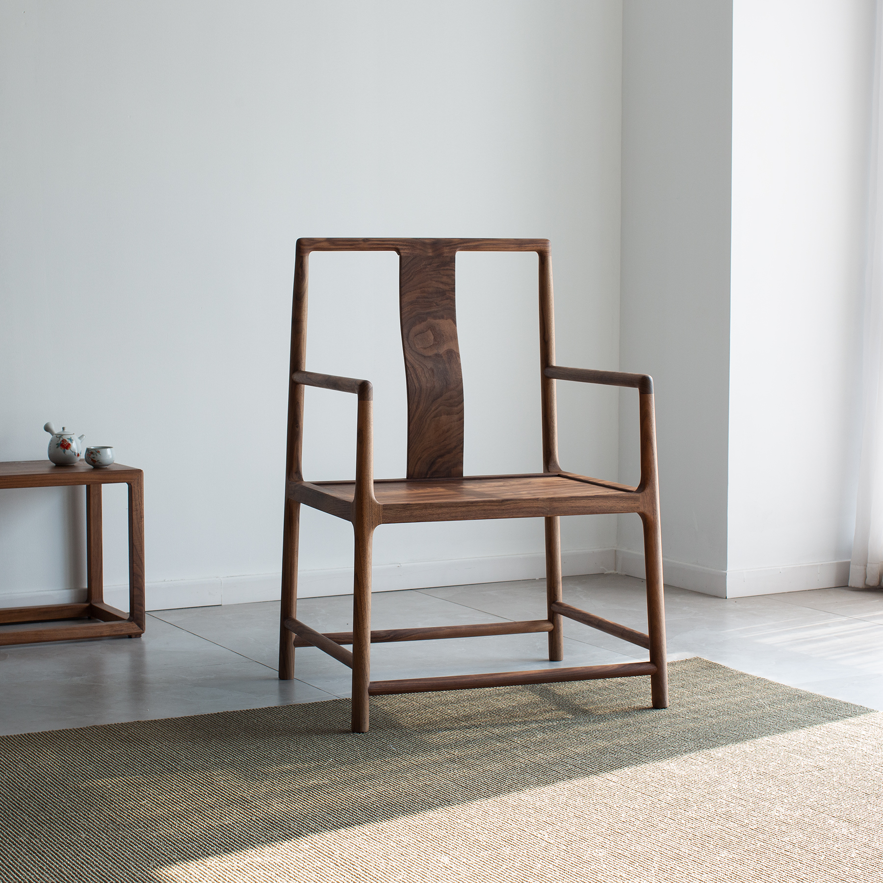 顾语堂北美黑胡桃木太师椅中式实木椅子新中式复古茶椅禅椅