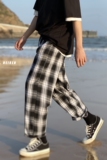 B271-A07-P45中性男女情侣薄款格子九分裤，男装休闲裤，星座B271