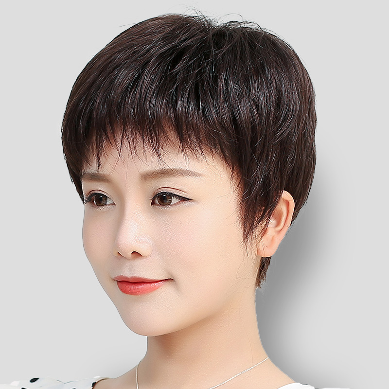 假发全头套女短发发型真人发丝中老年女妈妈款假头发高端全真发套