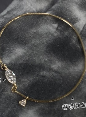 日韩风微镶锆石手链女轻奢简约精致s925纯银镀金设计师款手饰