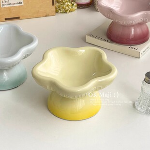 宠物碗防打翻猫咪陶瓷水碗猫粮碗防溅高脚猫碗护颈狗狗专用慢食碗