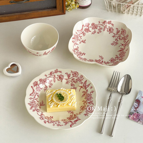 法式复古釉下彩新款陶瓷餐盘