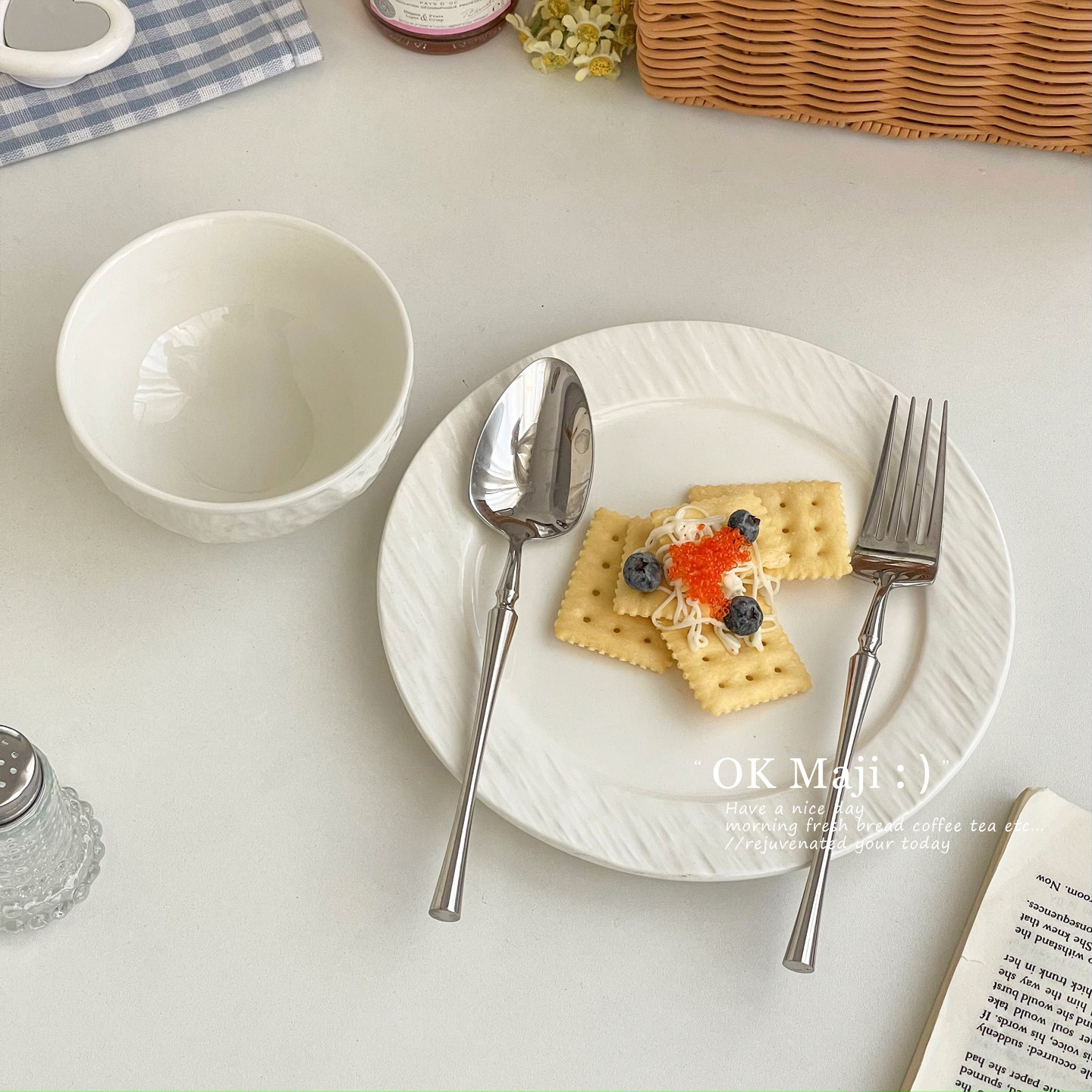 ins风高级家用石纹陶瓷盘子