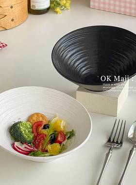 蔬菜沙拉碗高级感斜口碗陶瓷日式高颜值餐具7英寸面碗大号水果碗
