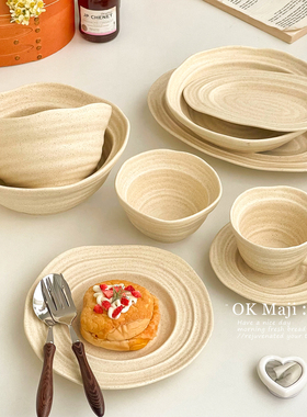 不规则盘子特别好看的高级创意风碗盘套装陶瓷新款菜盘漂亮甜品盘