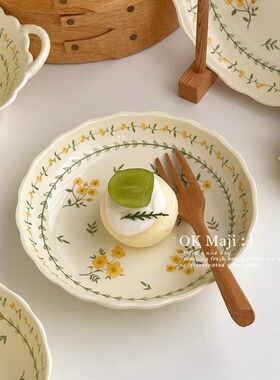 菜碟好看的盘子分餐盘果盘漂亮餐盘家用菜盘陶瓷水果大盘子一人食