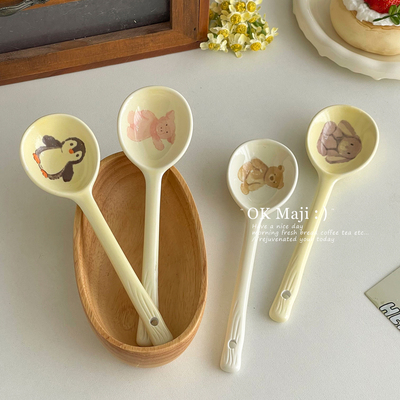 高颜值可爱卡通陶瓷饭勺甜品勺