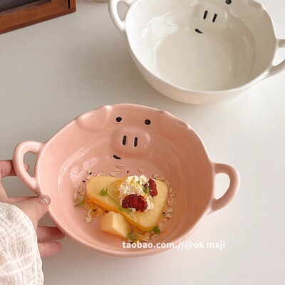 泡面双耳水果家用餐具陶瓷可爱