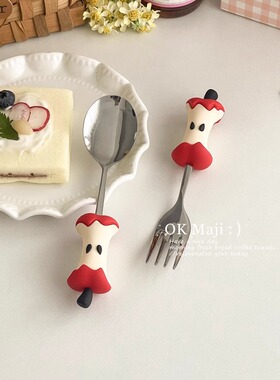 甜品叉勺食品级304不锈钢个人专用勺子个性蛋糕勺可爱创意叉子