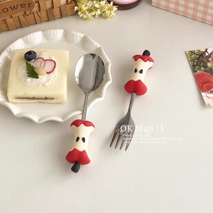 甜品叉勺食品级304不锈钢个人专用勺子个性蛋糕勺可爱创意叉子