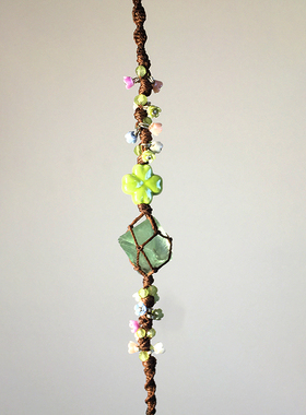 【春的心脏】小红书macrame天然菱形绿萤石编织手链可调节手绳