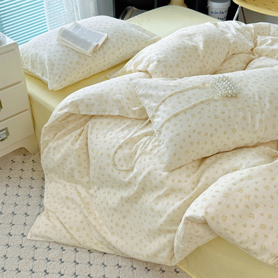 a类100%纯棉双层纱被套床单枕套