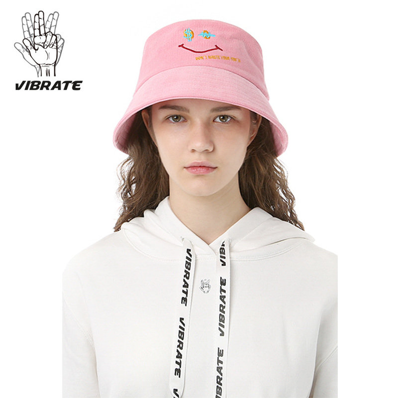 vibrate韩国潮牌渔夫帽男女灯芯绒盆帽接头帽子嘻哈时尚遮阳帽子
