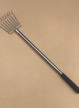 51cm加粗不锈钢单节不伸缩杆耙子 4齿5齿8齿6齿大号水草耙8mm螺口