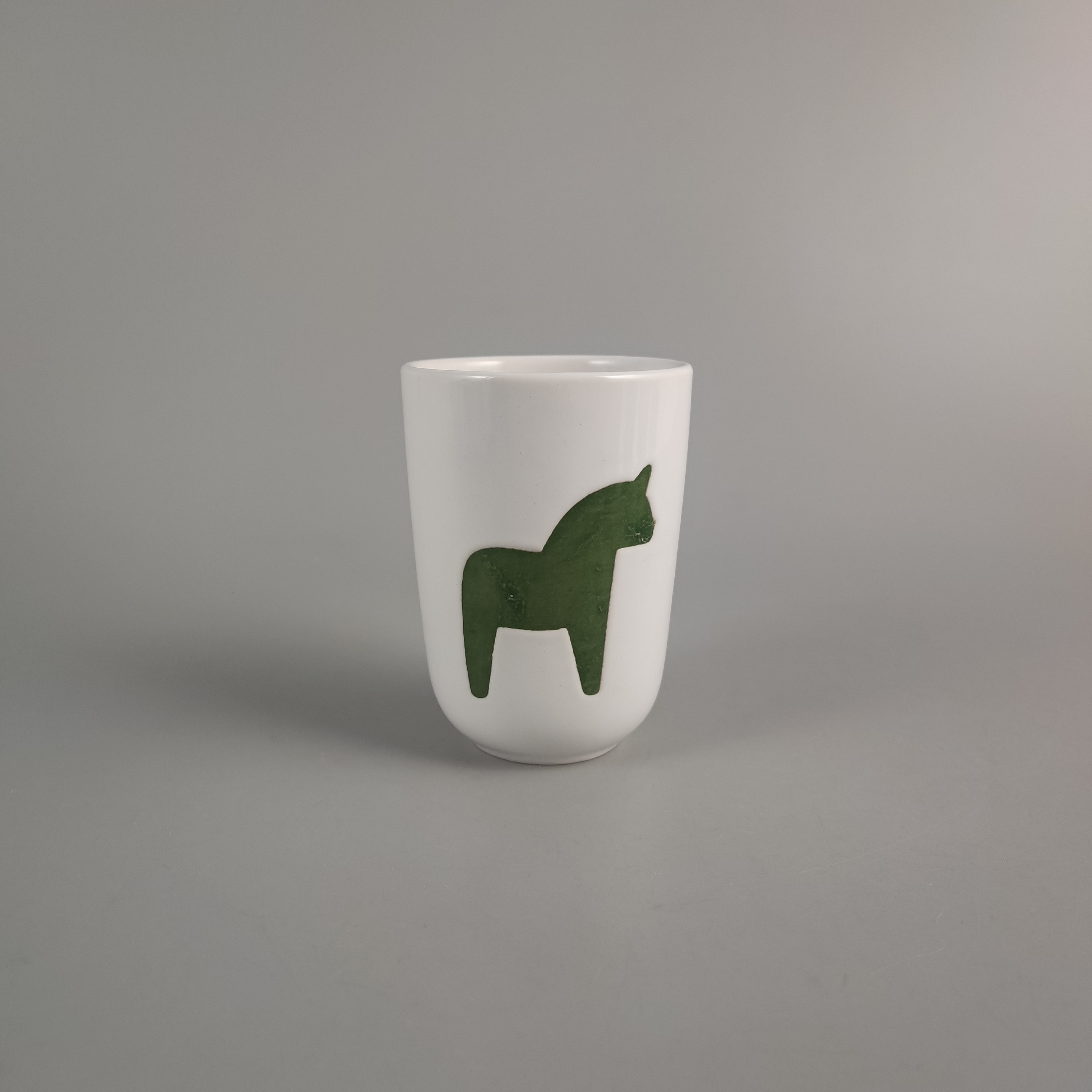 外贸出口尾单瑕疵陶瓷餐具北欧瑞典绿色达拉木马茶杯水杯无把杯子