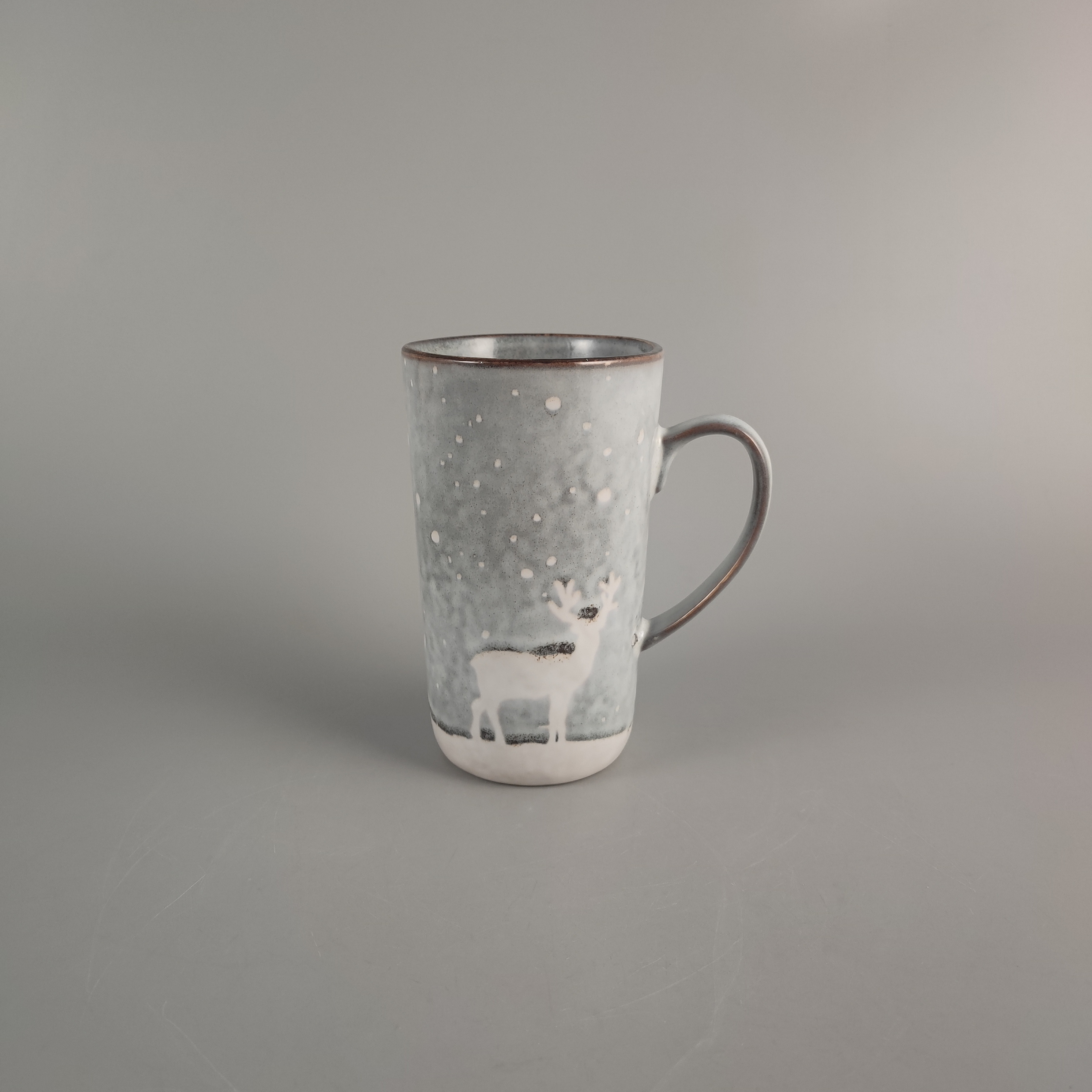 外贸出口尾单内销瑕疵陶瓷餐具北欧复古创意圣诞节麋鹿雪花马克杯