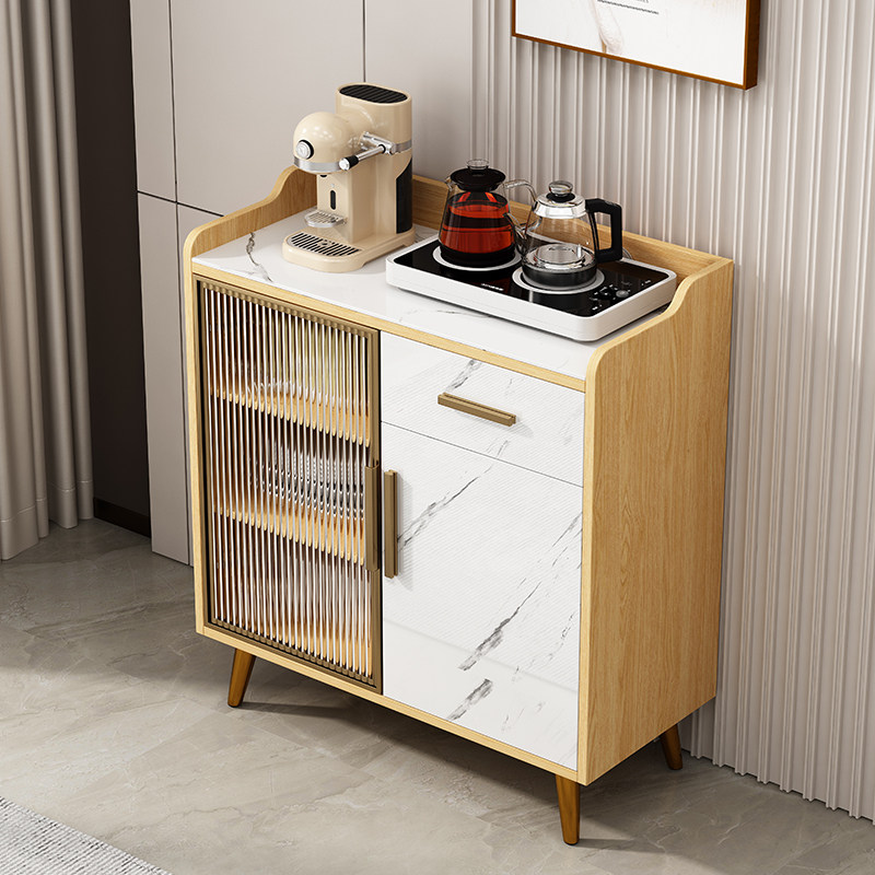 实木岩板餐边柜客厅储物收纳咖啡办公室靠墙一体现代简约茶水柜子