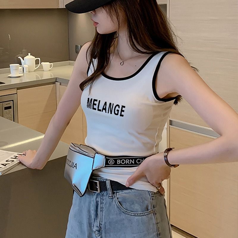 背心女内搭夏季带胸垫小众U领美背修身打底外穿辣妹无袖上衣ins