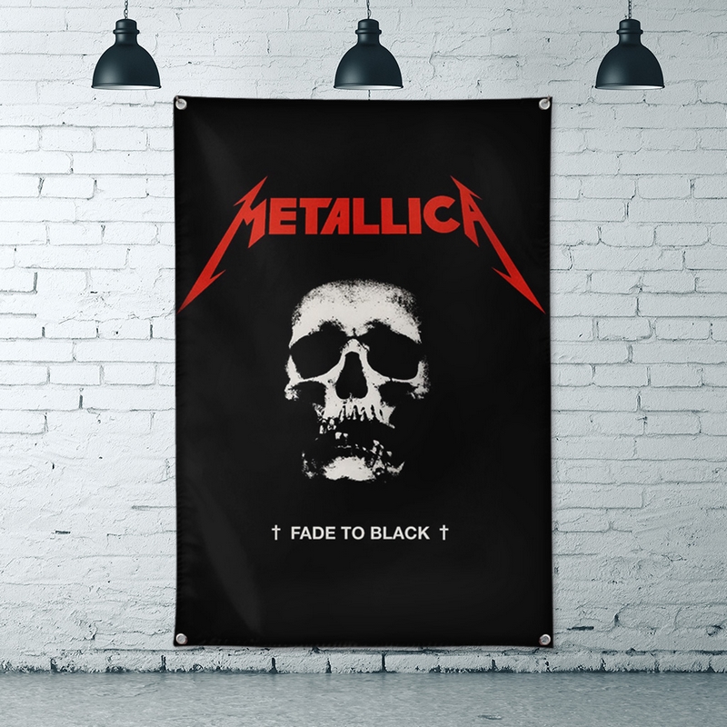 Metallica老牌金属摇滚乐队背景装饰挂旗吊旗 酒吧琴行竖版墙挂布