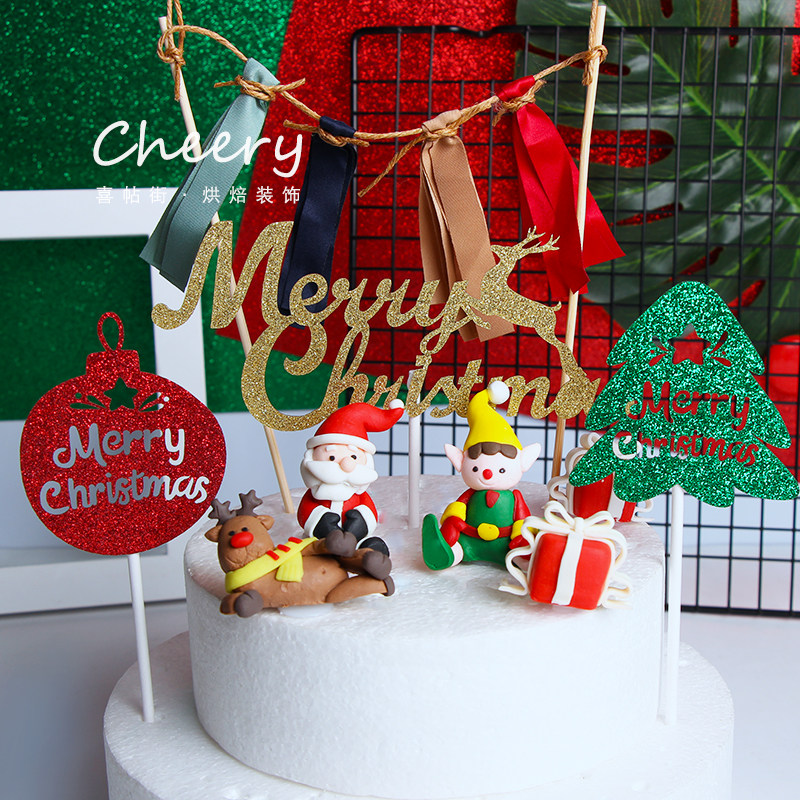 网红圣诞老人杯子纸杯蛋糕装饰摆件圣诞节主题插牌插件排模具图片