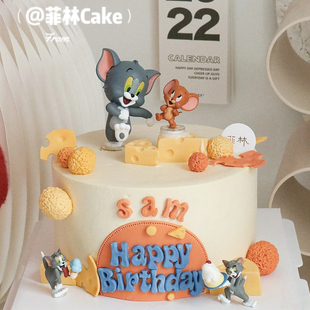 猫和老鼠蛋糕装饰车载迷你摆件手办tom汤姆猫jerry鼠杰瑞芝士奶酪