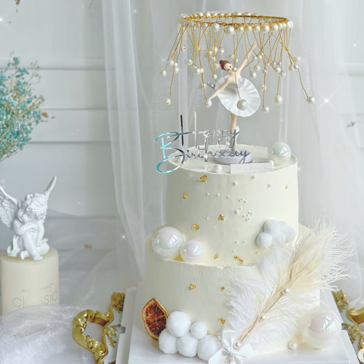 网红生日蛋糕装饰摆件芭蕾风舞者女孩神公主派对烘焙装扮用品配件