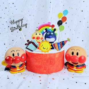 飾擺件掛配件玩具 六一兒童節快樂面包超人插件細菌小子生日蛋糕裝
