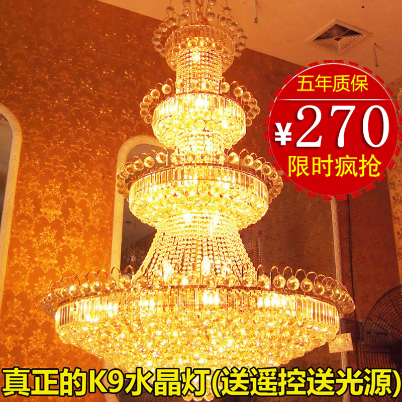 大気別荘長吊灯欧複式ホテル挑空リビング水晶灯具中階段簡約現代灯多層