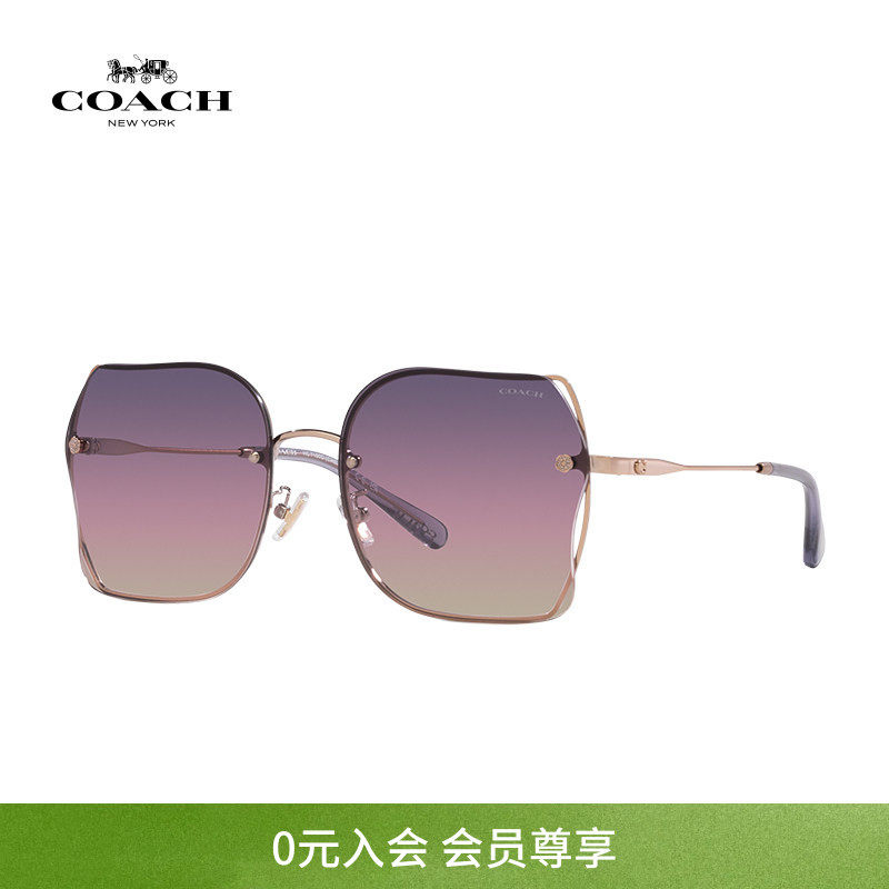 【吴谨言同款】COACH/蔻驰太阳镜女方形金属大框太阳眼镜0HC7150D