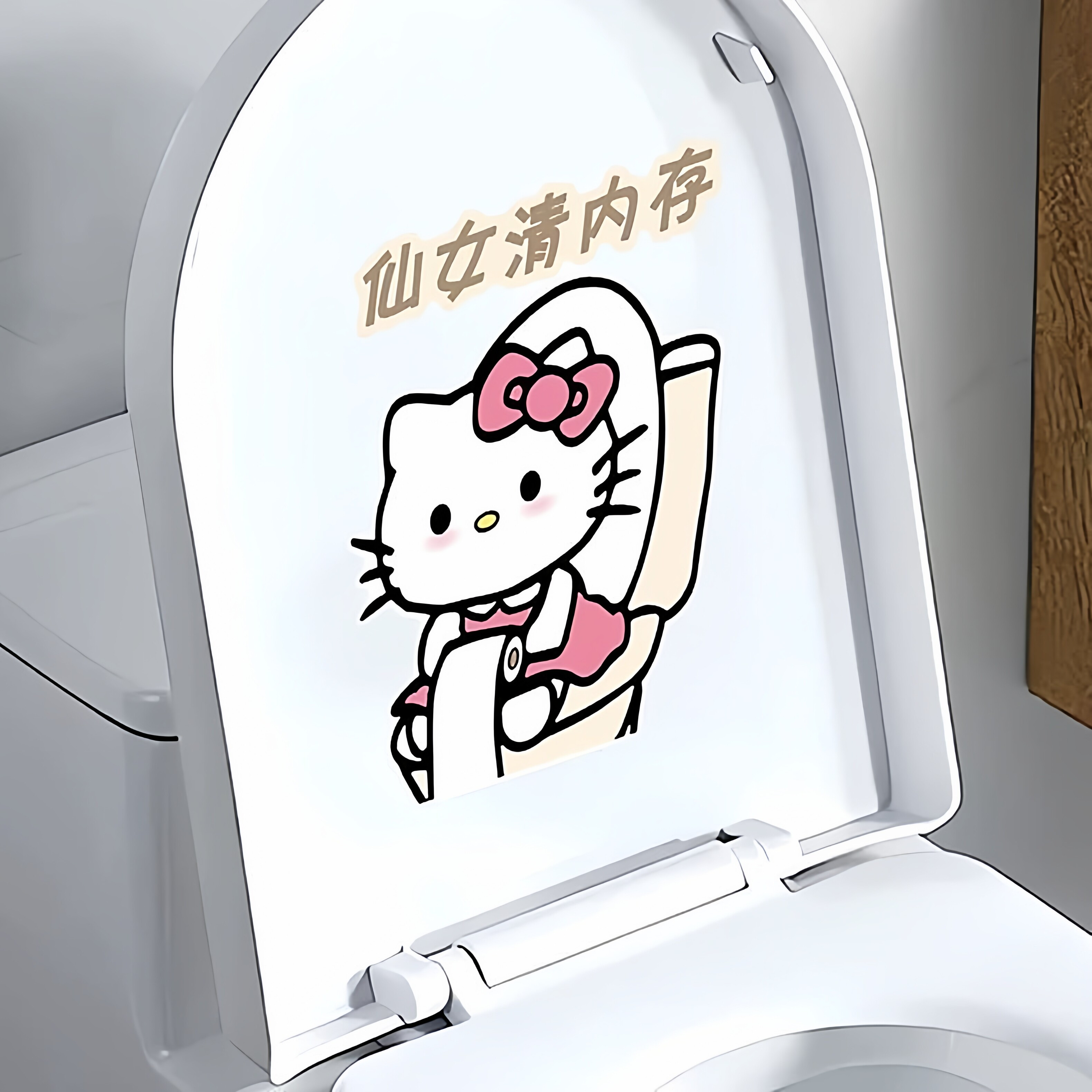 Hellokitty凯蒂猫马桶盖贴画装饰马桶贴纸浴室卫生间防水装饰贴膜