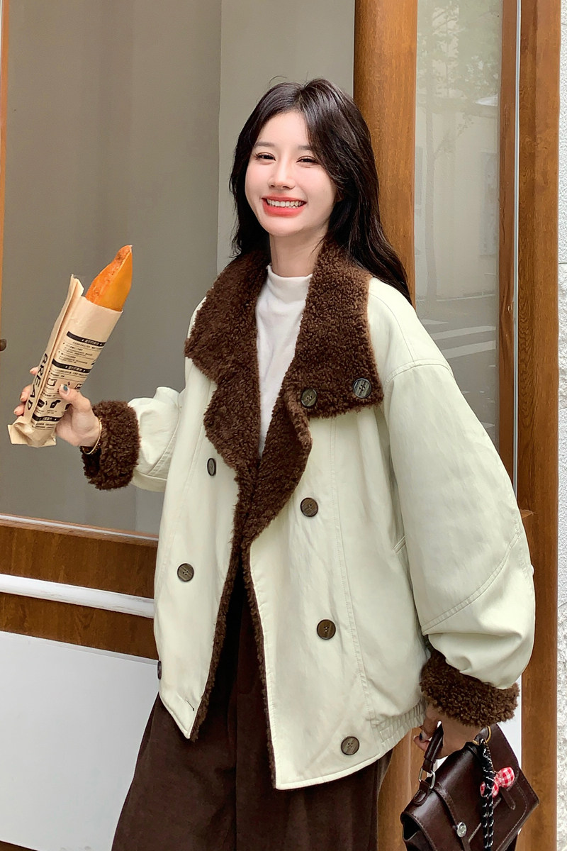 【现货】蛋白皮两面穿皮毛一体外套P225-K328,女装棉衣/棉服,浙宝128A