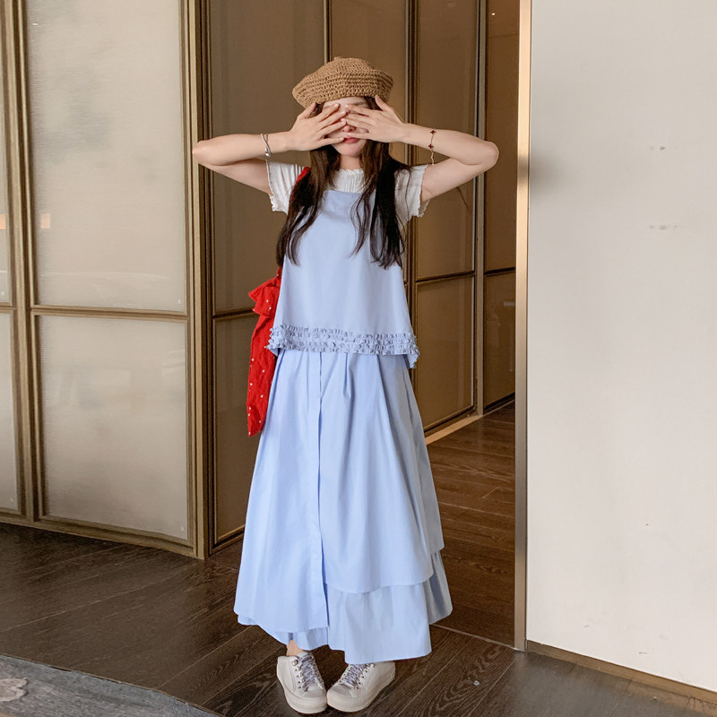 浅蓝色设计感甜美套装女2025夏季新款超好看吊带背心半身裙两件套,女装套装/套裙,浙宝128A