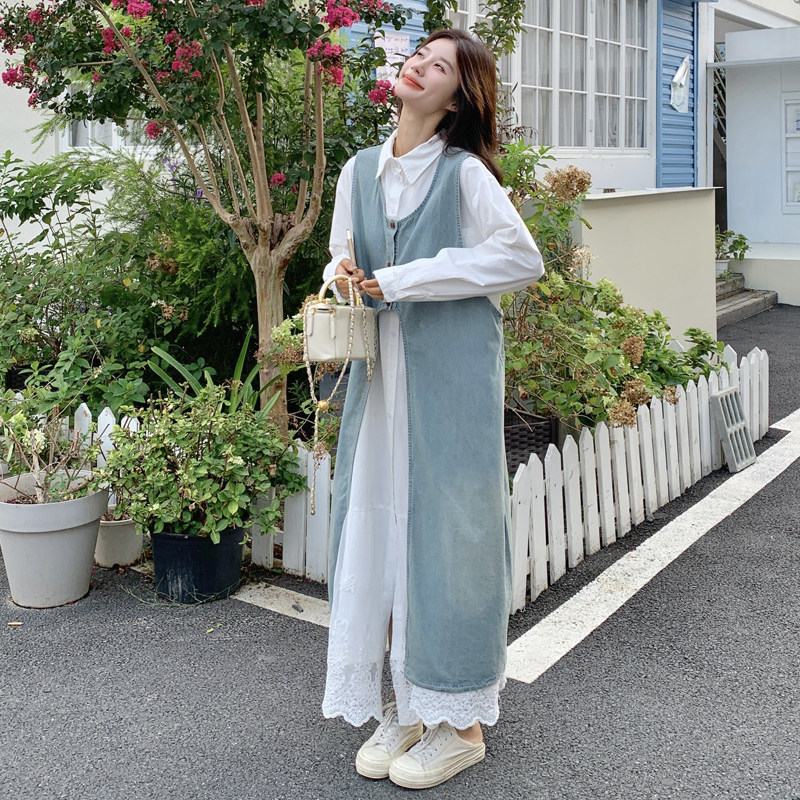 【现货】牛仔罩衫两件套裙P180-K258,女装套装/套裙,浙宝128A