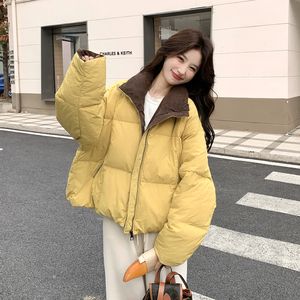 【现货】数据好短款撞色白鸭绒羽绒服P235-K358，女装羽绒服，浙宝128A