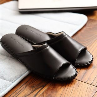夏耐磨防滑地板静音软底手工高档室内凉皮拖鞋 居家皮拖鞋 男士 新款
