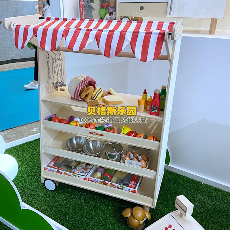 儿童角色扮演移动小贩推车过家家玩具售货收银机模拟生活仿真购物