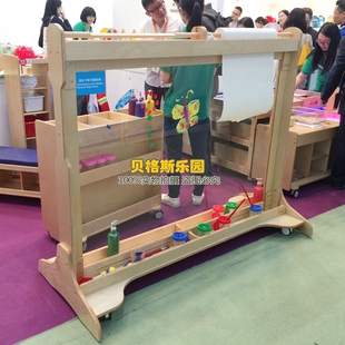 幼儿园美术站立式画架木制儿童早教涂鸦透明亚克力板巨型涂鸦板墙