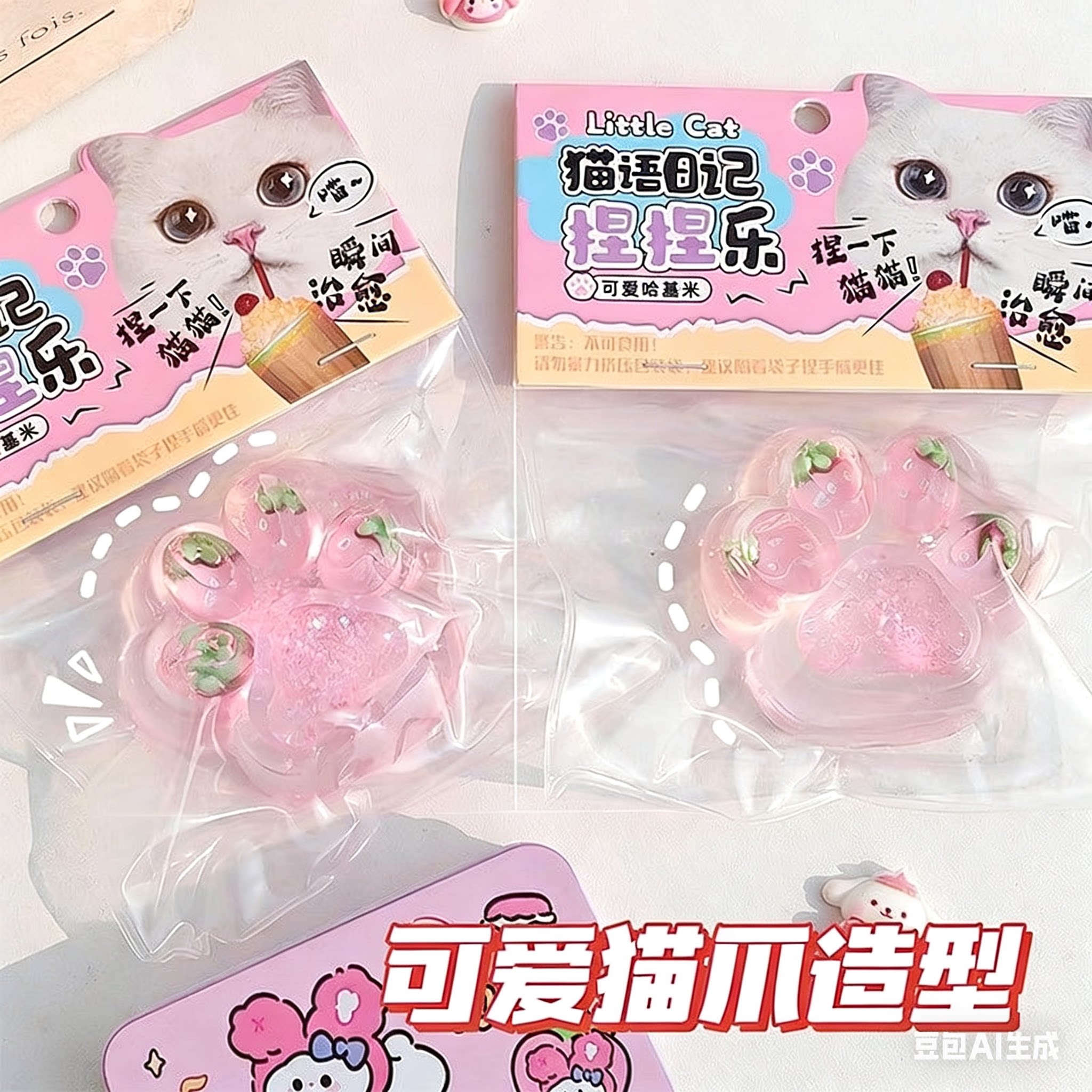 爆汁猫爪捏捏乐！草莓果冻软糖感图片